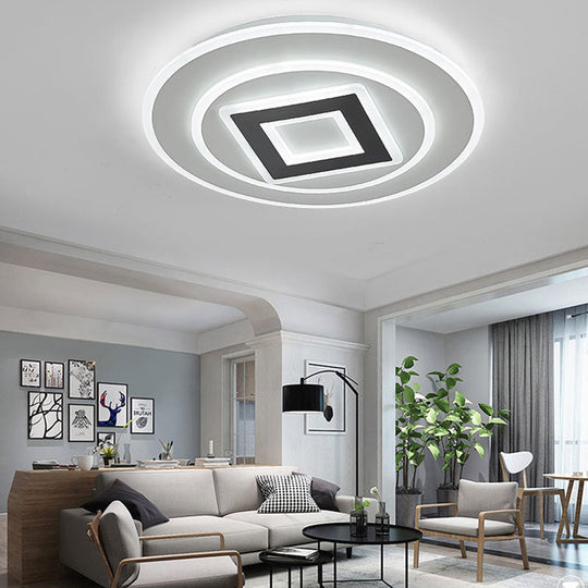 Nordic Acrylic Led Flush Mount Light With Remote Stepless Dimming - Available In Warm Or White