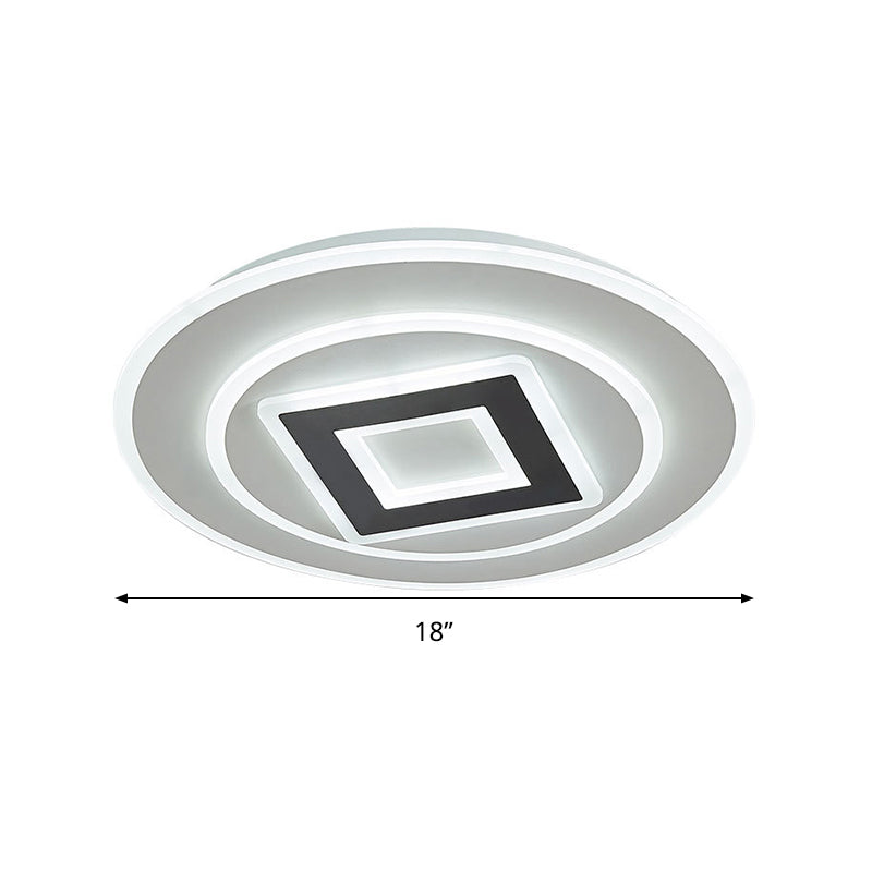 Plafonnier LED en acrylique nordique avec gradation continue à distance - Disponible en lumière chaude ou blanche, diamètre de 18"/21,5"