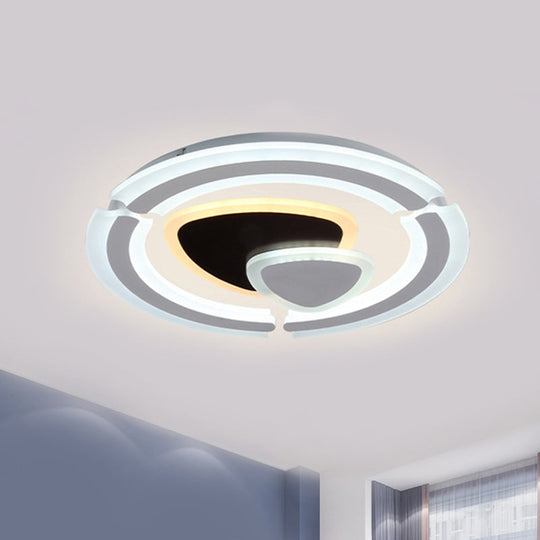 Modern Led Acrylic Flushmount Ceiling Lamp In Black/White Triangle Design With Remote Control