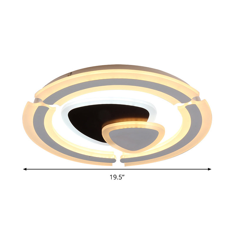 Plafonnier LED moderne en acrylique au design triangulaire noir/blanc avec variateur d'intensité à distance