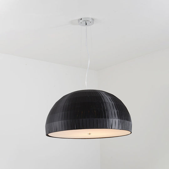 Minimalist Black Dome Pendant Chandelier - 4-Light Fabric Hanging Fixture For Bedroom