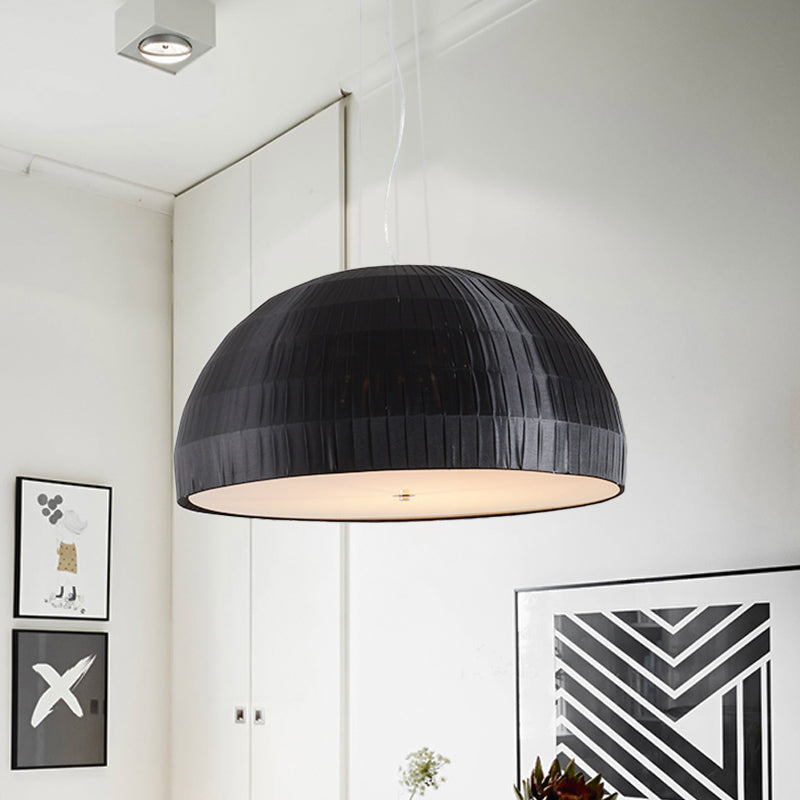 Simple Black Dome Pendant Chandelier with 4 Fabric Lights – Perfect for Bedroom