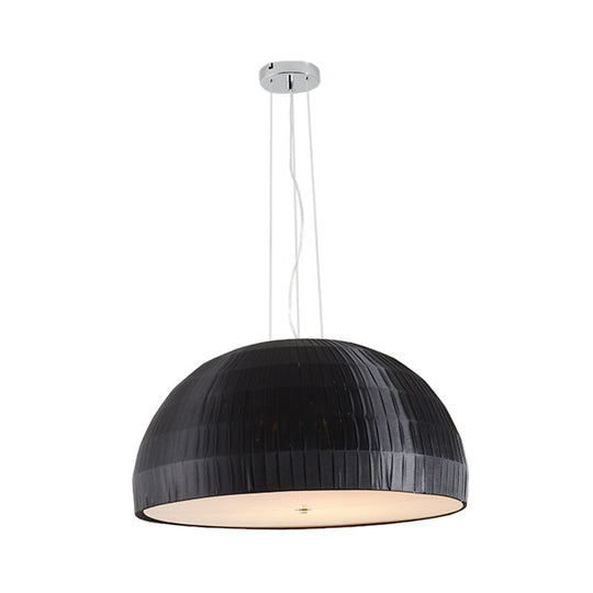 Minimalist Black Dome Pendant Chandelier - 4-Light Fabric Hanging Fixture For Bedroom