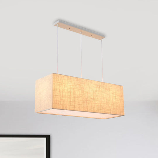 Minimalist 3-Light Fabric Island Fixture In Flaxen Suspension