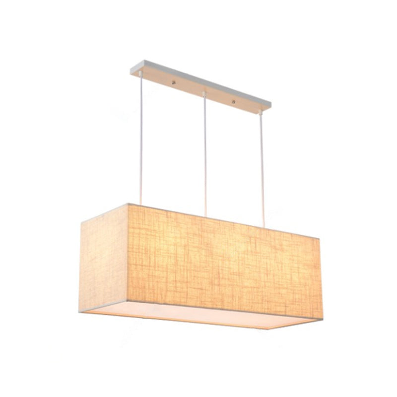 Minimalist 3-Light Fabric Island Fixture In Flaxen Suspension