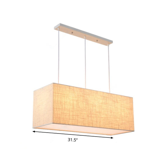 Minimalist 3-Light Fabric Island Fixture In Flaxen Suspension