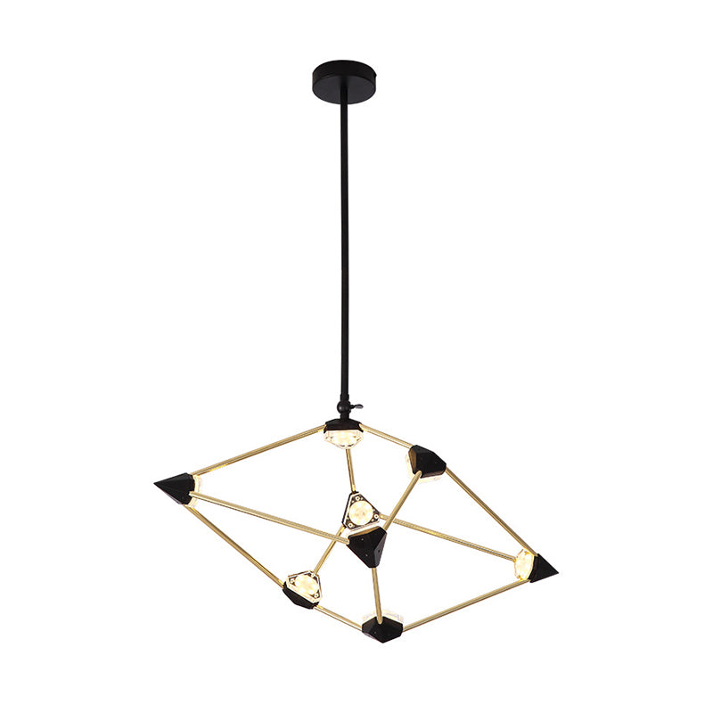 Contemporary Black Led Metal Pendant Light Chandelier For Dining Room - 25/31.5 Wide Diamond Design