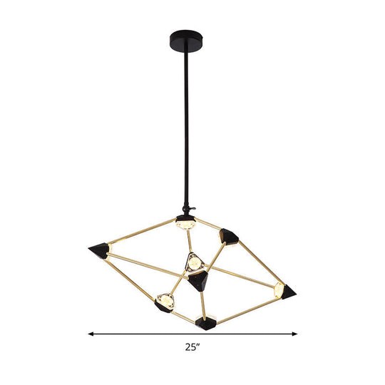 Contemporary Black Led Metal Pendant Light Chandelier For Dining Room - 25/31.5 Wide Diamond Design