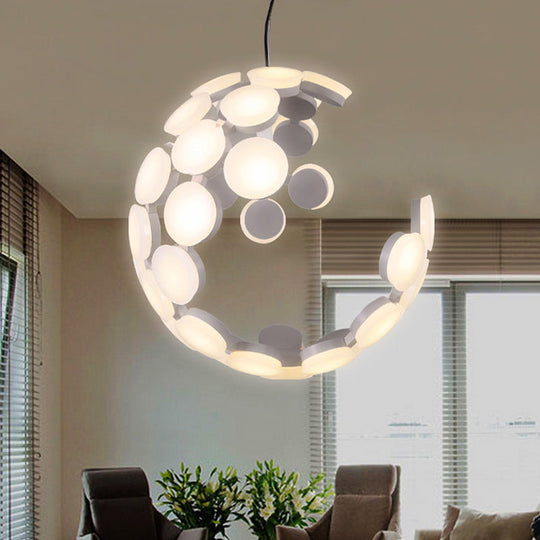 Contemporary White Acrylic LED Chandelier – Modern Hanging Ceiling Light