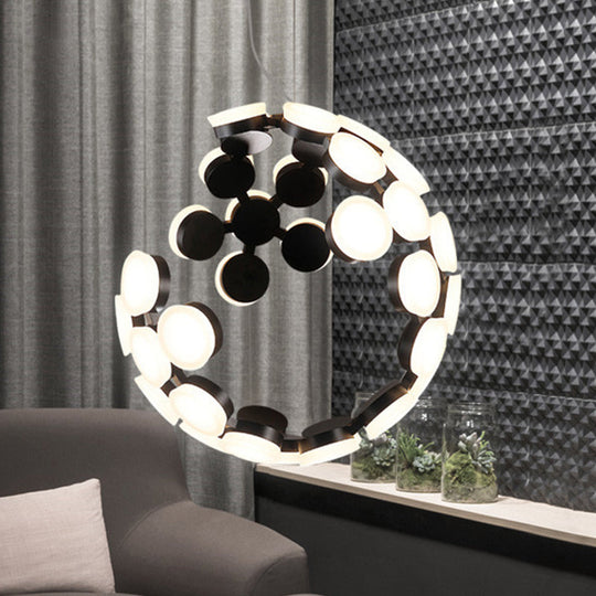 Modern Acrylic Black LED Globe Chandelier for Dining Room Lighting