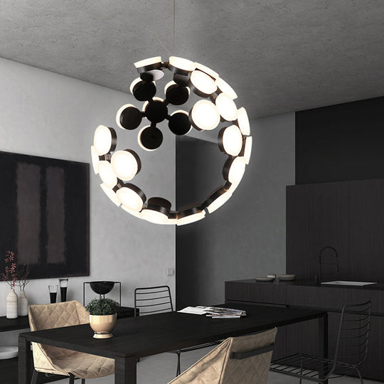 Modern Acrylic Black LED Globe Chandelier for Dining Room Lighting