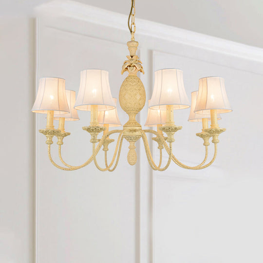 Simplistic Empire Shade Fabric Ceiling Light: Yellow Chandelier With 5/8 Hanging Lights - Elegant &