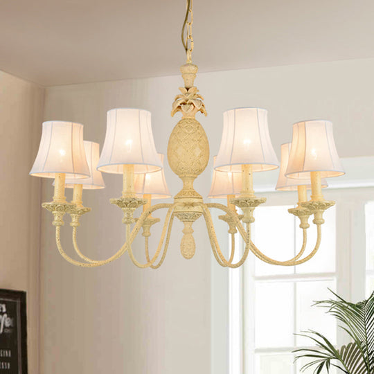 Simplistic Empire Shade Fabric Ceiling Light: Yellow Chandelier With 5/8 Hanging Lights - Elegant &