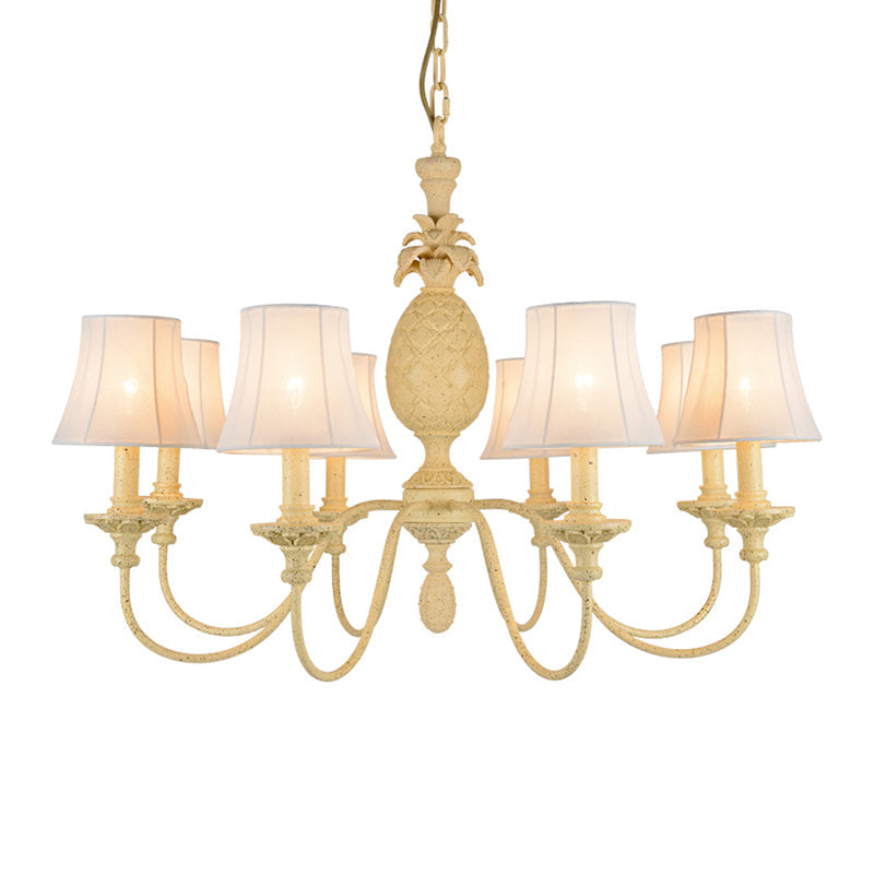 Simplistic Empire Shade Fabric Ceiling Light: Yellow Chandelier With 5/8 Hanging Lights - Elegant &