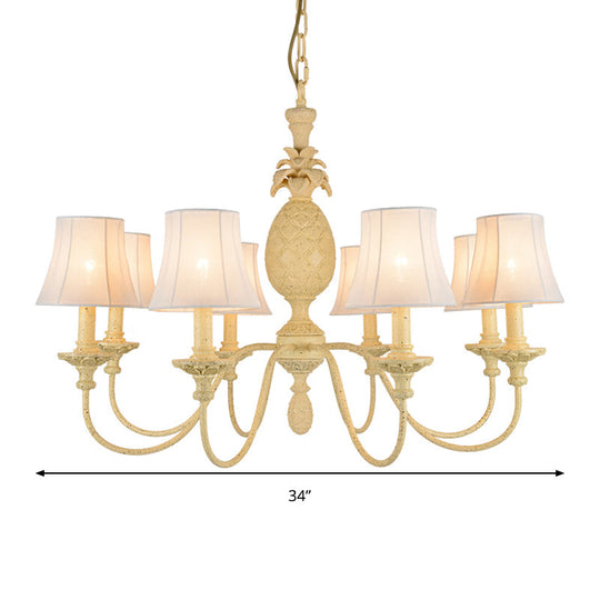 Simple Style Fabric Hanging Ceiling Light, Yellow Chandelier Fixture - Empire Shade, 5/8 Lights