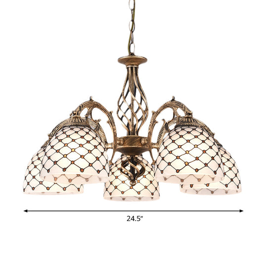 Tiffany Style Beaded Stained Glass Chandelier - Antique Brass Pendant Available in 3 Sizes & 3 Light Options