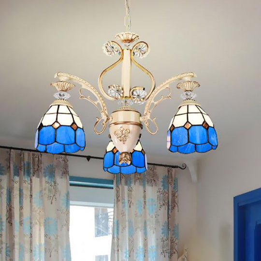 Dazzling Baroque Chandelier in Blue with Cut Glass Pendants - Available in 5, 9 or 11 Lights, 3 Sizes