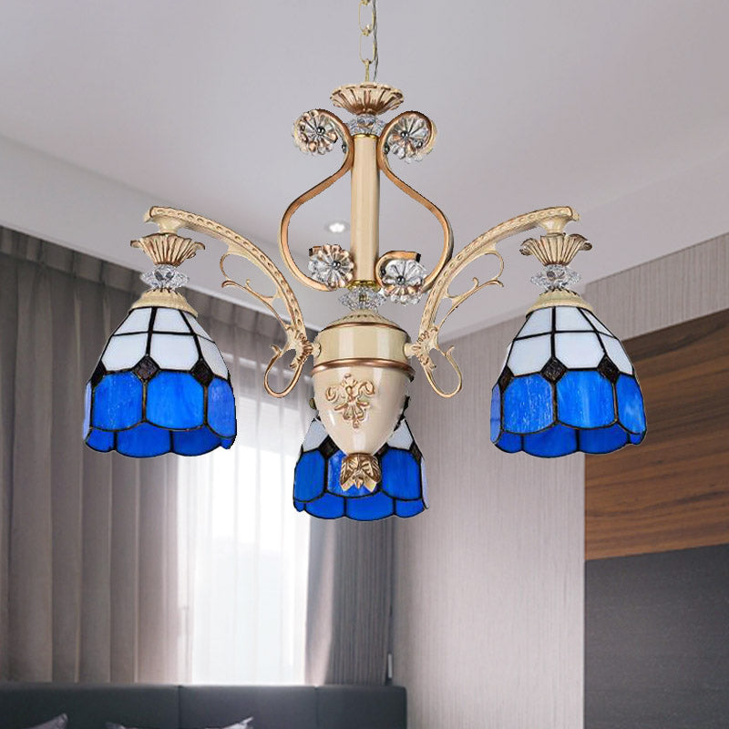 Dazzling Baroque Chandelier in Blue with Cut Glass Pendants - Available in 5, 9 or 11 Lights, 3 Sizes