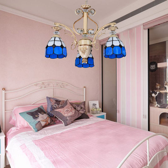 Dazzling Baroque Chandelier in Blue with Cut Glass Pendants - Available in 5, 9 or 11 Lights, 3 Sizes