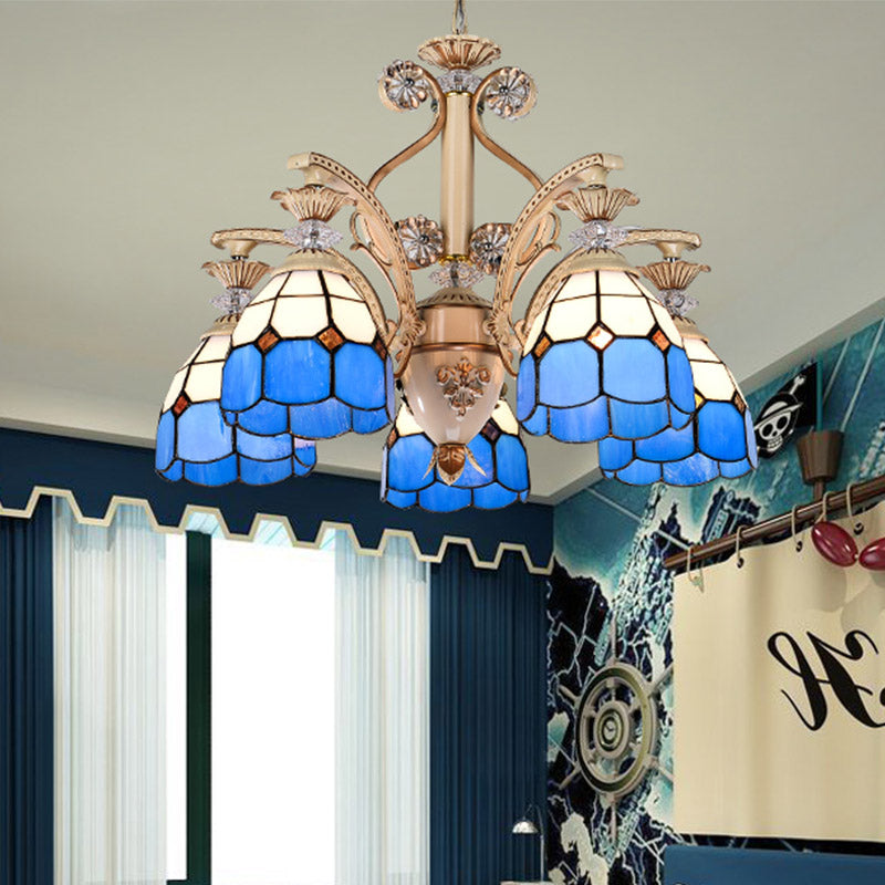 Dazzling Baroque Chandelier in Blue with Cut Glass Pendants - Available in 5, 9 or 11 Lights, 3 Sizes