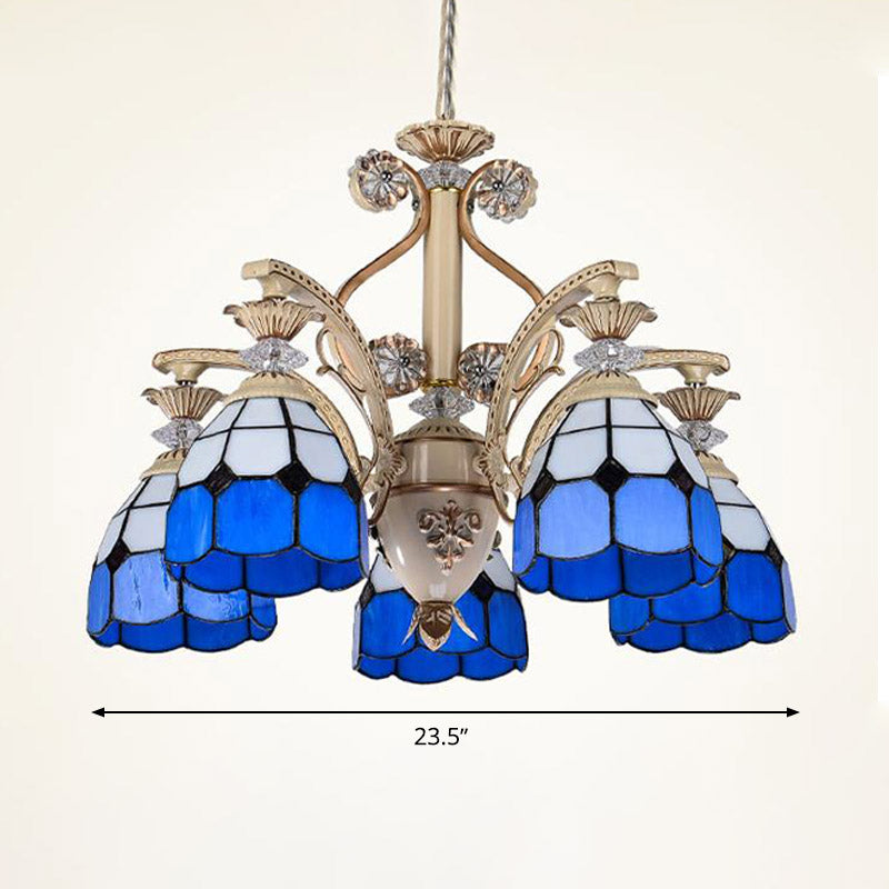 Dazzling Baroque Chandelier in Blue with Cut Glass Pendants - Available in 5, 9 or 11 Lights, 3 Sizes