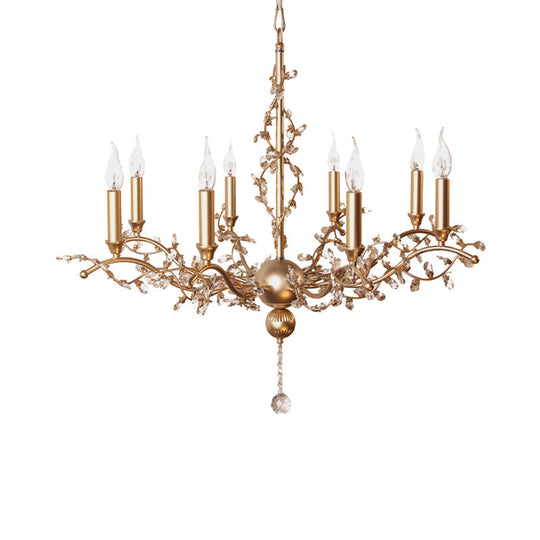 Postmodern Brass Crystal Candelabra Chandelier Light Fixture - 8 Heads Ceiling Pendant