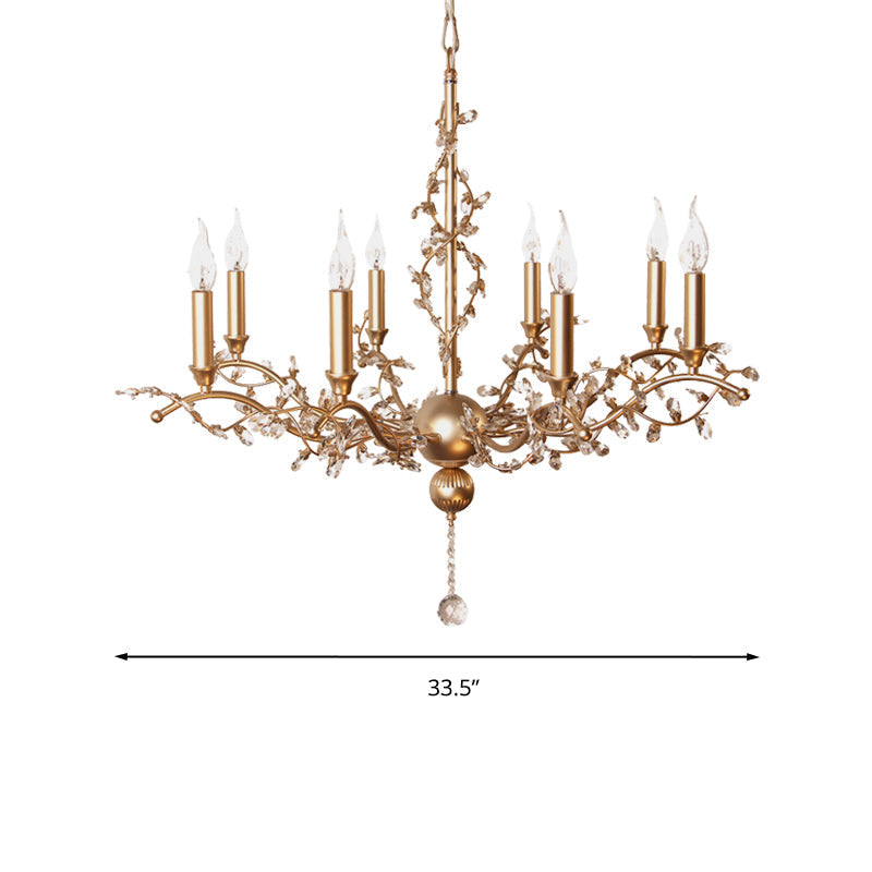 Postmodern Brass Crystal Candelabra Chandelier Light Fixture - 8 Heads Ceiling Pendant