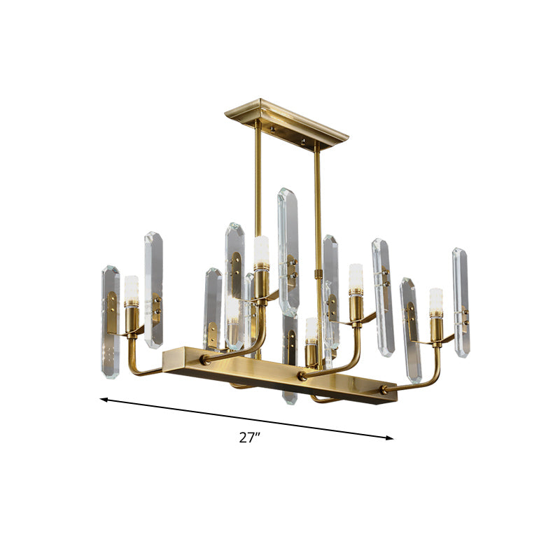 Modern Gold Curved Arm Island Lighting - 6 Head Living Room Hanging Ceiling Light