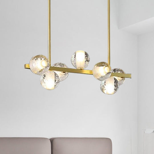 Postmodern Seeded Crystal Suspension Globe Light With 6 Heads - Ideal For Dining Rooms