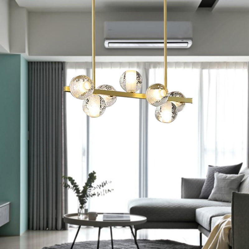 Postmodern Seeded Crystal Suspension Globe Light With 6 Heads - Ideal For Dining Rooms