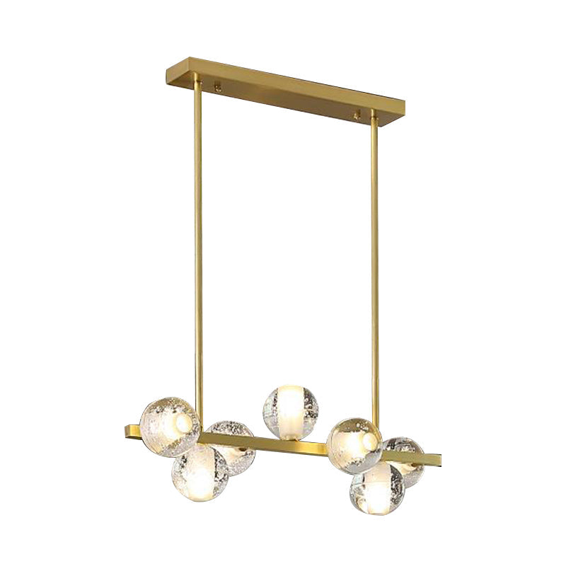 Postmodern Seeded Crystal Suspension Globe Light With 6 Heads - Ideal For Dining Rooms