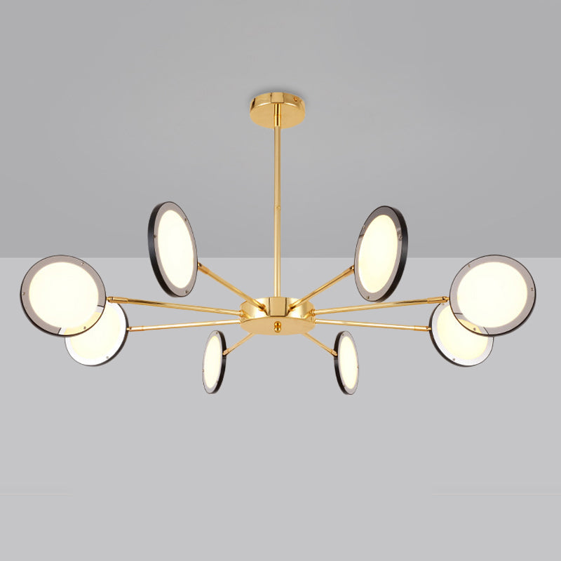 Modern Gold Sputnik Starburst Chandelier - 6/8 Light Hanging Ceiling Fixture with Warm/White Lighting