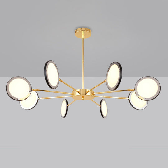 Modern Gold Sputnik Starburst Chandelier - 6/8 Light Hanging Ceiling Fixture with Warm/White Lighting