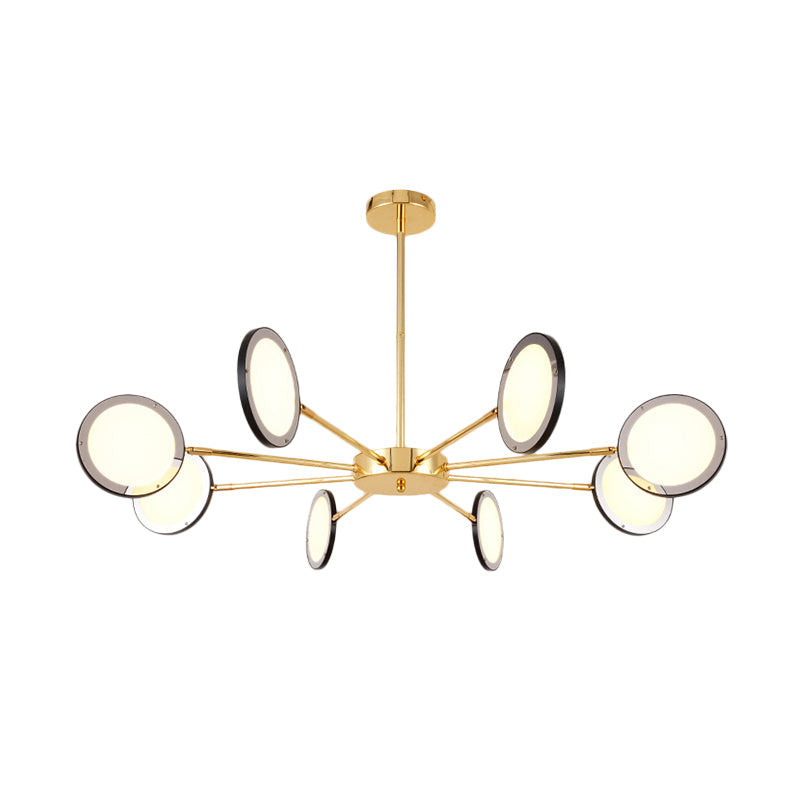 Modern Gold Sputnik Starburst Chandelier - 6/8 Light Hanging Ceiling Fixture with Warm/White Lighting