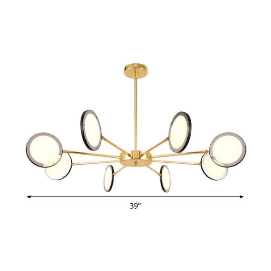 Sleek Gold Sputnik Starburst Chandelier - Modern 6/8 Lights Ceiling Light Fixture Warm/White Glow