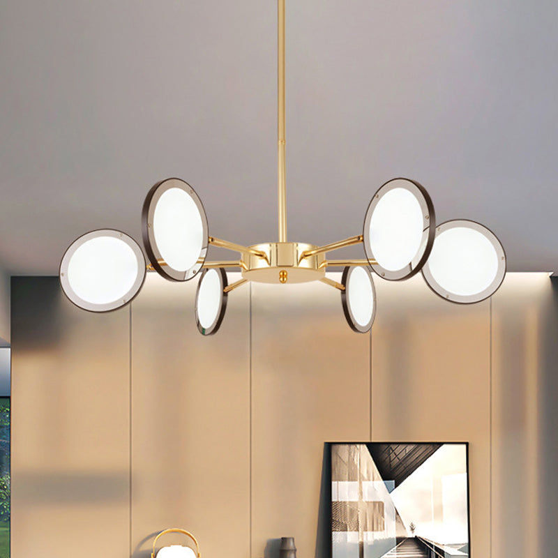 Modern Gold Sputnik Starburst Chandelier - 6/8 Light Hanging Ceiling Fixture with Warm/White Lighting