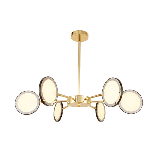 Modern Gold Sputnik Starburst Chandelier - 6/8 Light Hanging Ceiling Fixture with Warm/White Lighting