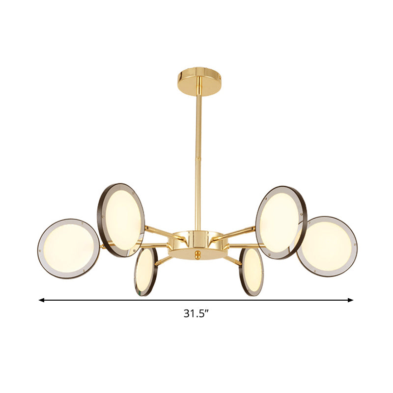 Modern Gold Sputnik Starburst Chandelier - 6/8 Light Hanging Ceiling Fixture with Warm/White Lighting