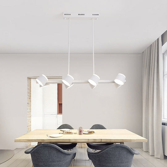 Simple Style Metal Linear Pendant Light Fixture - 8 Lights, White Color, Ceiling Hanging Design