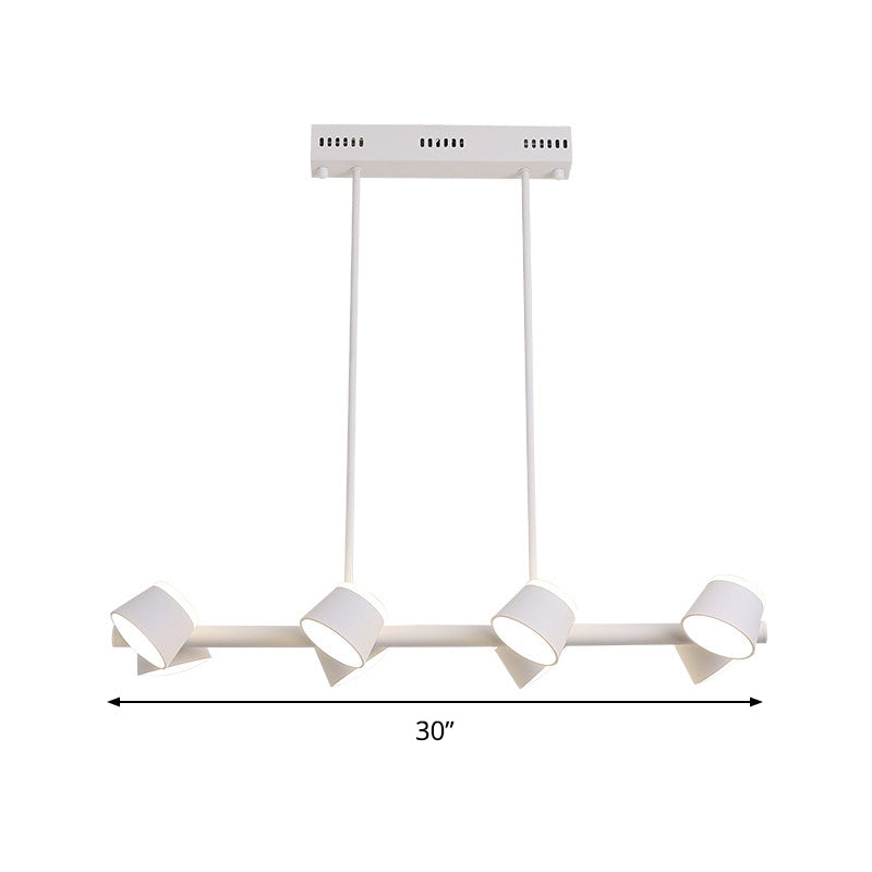 Simple Style Metal Linear Pendant Light Fixture - 8 Lights, White Color, Ceiling Hanging Design