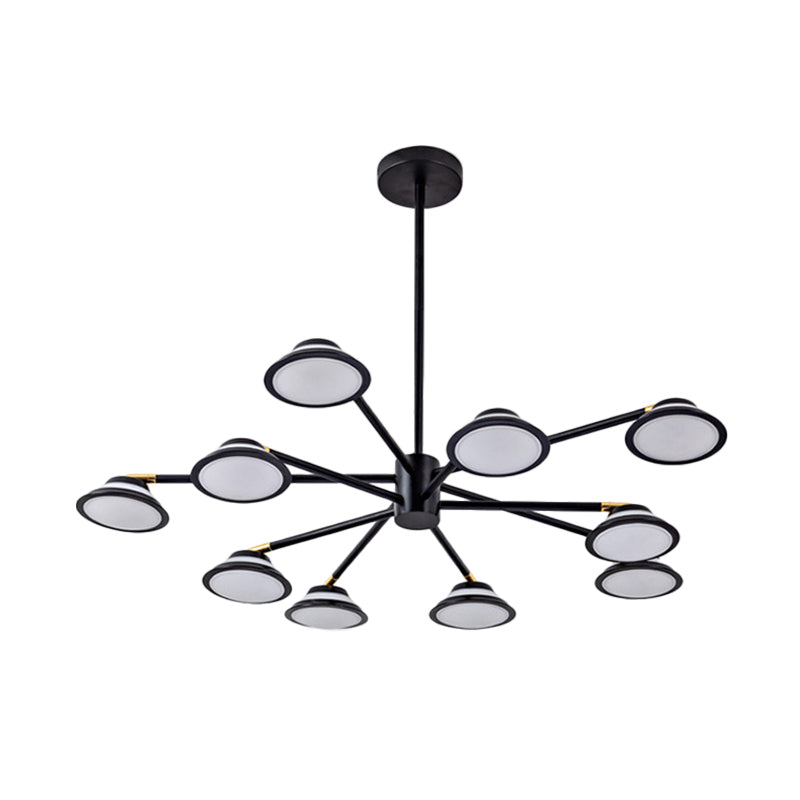 Contemporary Black Starburst Chandelier: Metal Pendant Light with 10 Heads - Ideal for Living Room