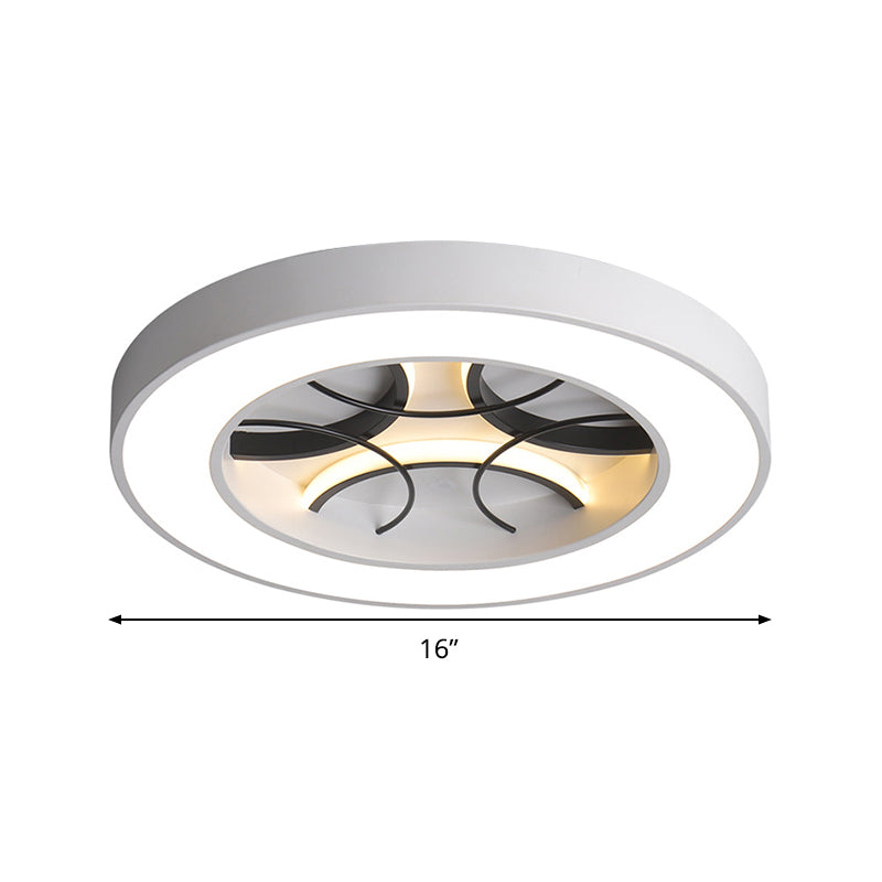 16"/19.5" Modern White LED Flush Light Fixture - Round Metal Ceiling Lamp with Warm/White/3 Color Light