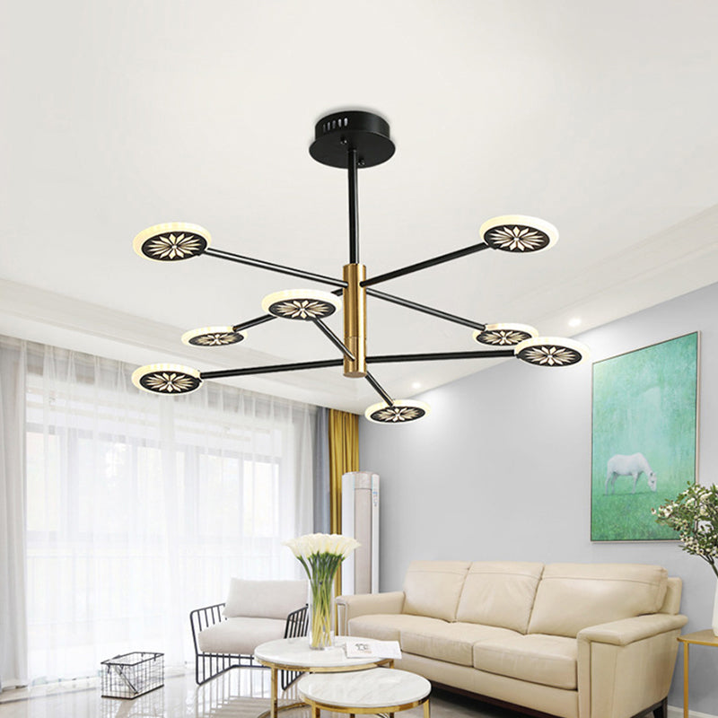 Contemporary Sputnik Pendant Light 6/8 Heads Black Metal Chandelier For Living Room 8 /