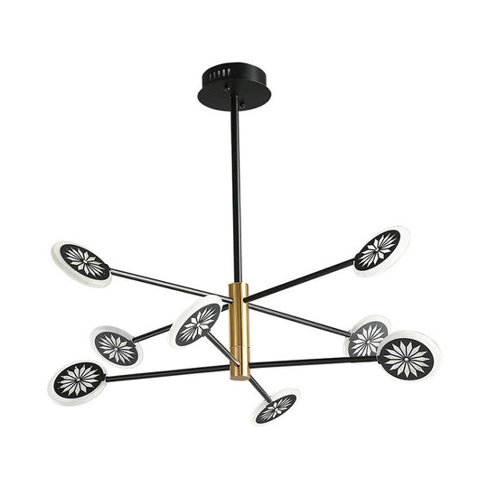 Contemporary Sputnik Pendant Light 6/8 Heads Black Metal Chandelier For Living Room