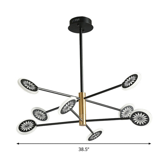 Contemporary Sputnik Pendant Light 6/8 Heads Black Metal Chandelier For Living Room