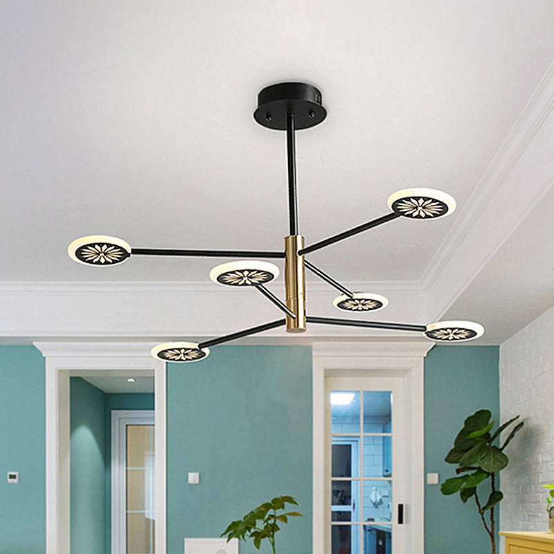 Contemporary Sputnik Pendant Light 6/8 Heads Black Metal Chandelier For Living Room 6 /