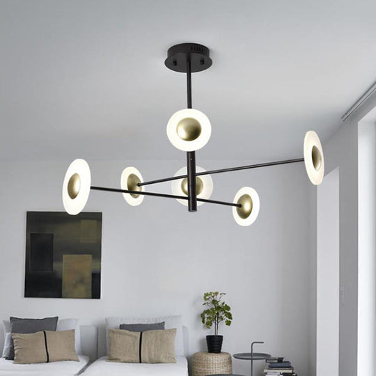 Modern 3-Tiered Black Bedroom Chandelier With 6 Lights - Metal Hanging Pendant Light Fixture