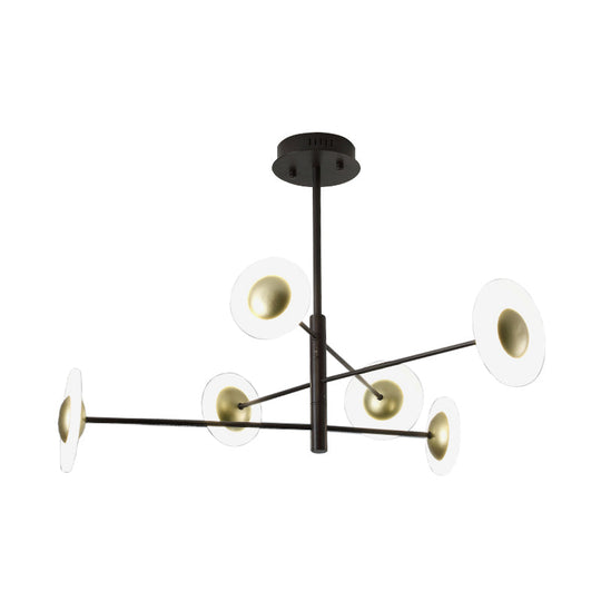 Modern 3-Tiered Black Bedroom Chandelier With 6 Lights - Metal Hanging Pendant Light Fixture