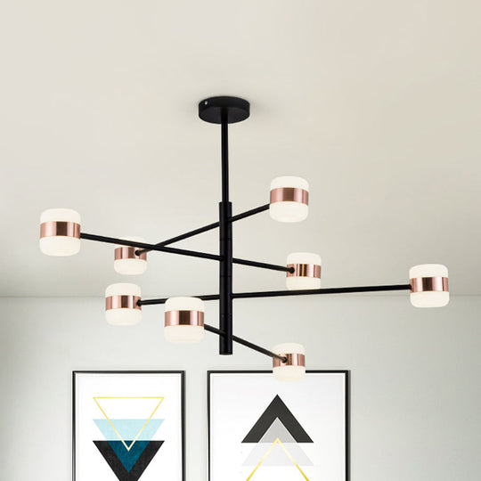 Modern Metal Starburst Chandelier Black Pendant Lighting With Warm/White Light (4/6/8 Lights)