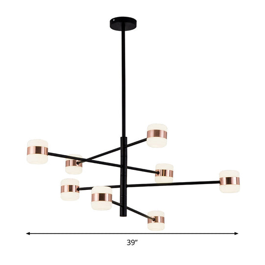 Modern Metal Starburst Chandelier Black Pendant Lighting With Warm/White Light (4/6/8 Lights)